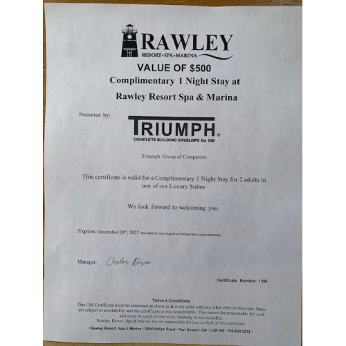 One night stay Rawley Resort in a Luxury Suite