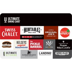 $50.00 Ultimate Dining Card - Can be used at Swiss Chalet, Kelsey's, Montana's, Harvey's, Super Mario's, Etc.