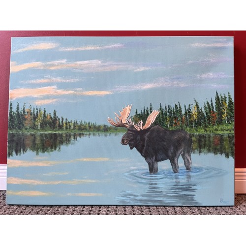 Original Art Moose Reflections by Francis Forget