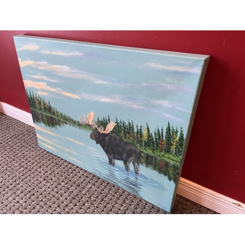 Original Art Moose Reflections by Francis Forget